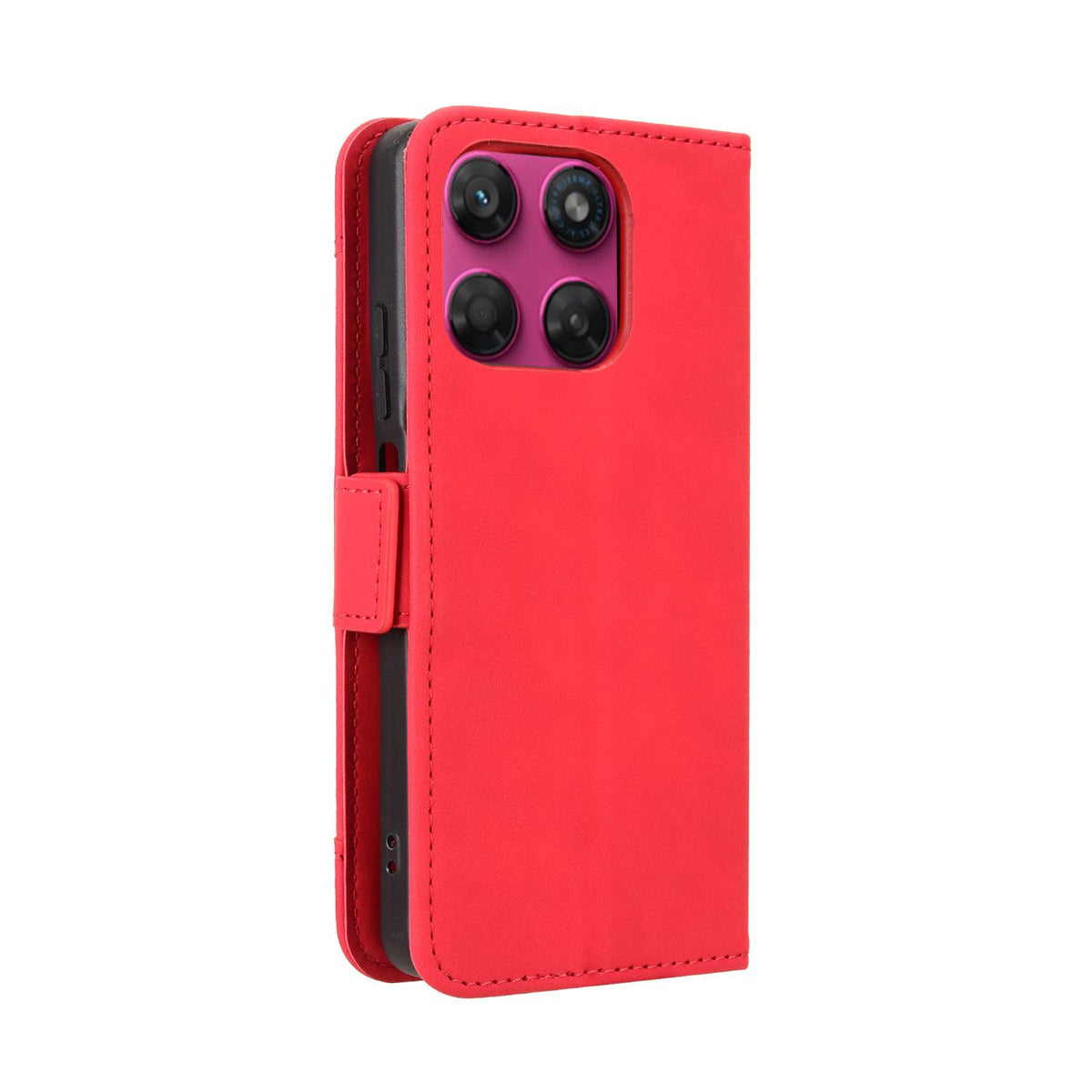 For Motorola Moto G37 / G47 / G37 Power Skin Feel Calf Texture Card Slots Leather Phone Case - Red - EDA004684345C