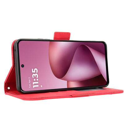 For Motorola Moto G37 / G47 / G37 Power Skin Feel Calf Texture Card Slots Leather Phone Case - Red - EDA004684345C