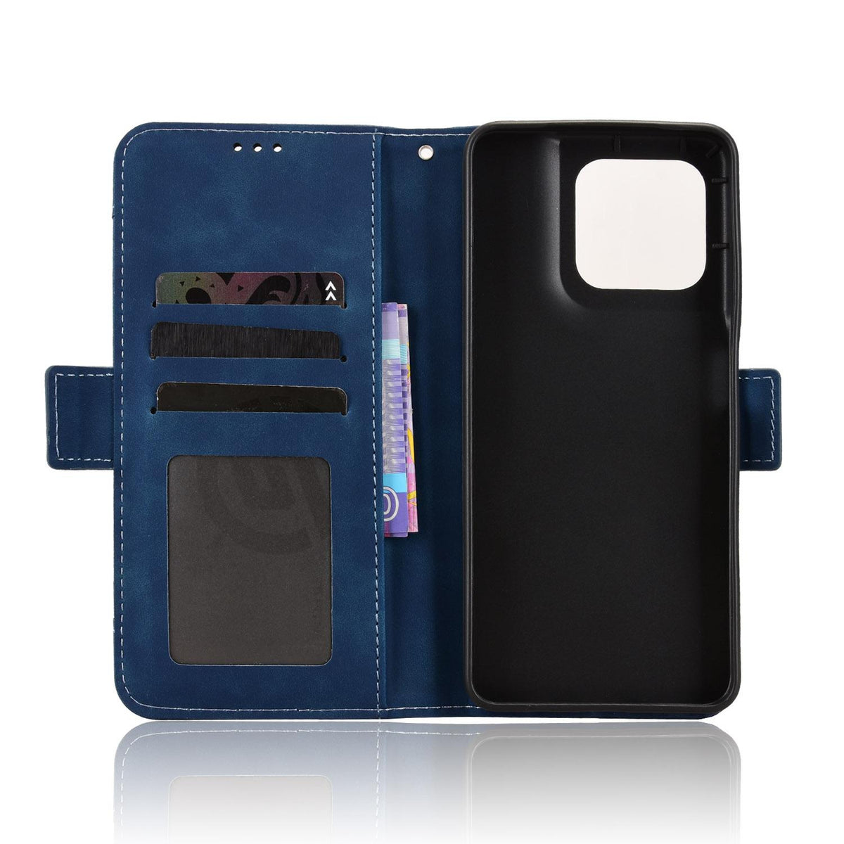 For Motorola Moto G37 / G47 / G37 Power Skin Feel Calf Texture Card Slots Leather Phone Case - Blue - EDA004684345D