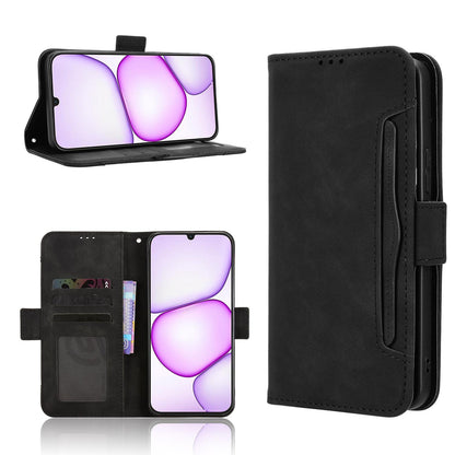 For Realme C100i 4G / C100x 4G Skin Feel Calf Texture Card Slots Leather Phone Case - Black - EDA004684450B