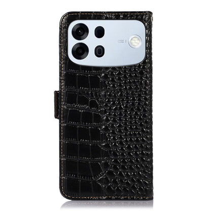 For OPPO A7 Pro Max 5G Crocodile Top Layer Cowhide Leather Phone Case(Black)
