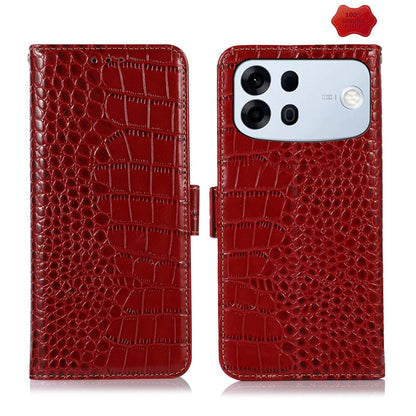 For OPPO A7 Pro Max 5G Crocodile Top Layer Cowhide Leather Phone Case(Red)