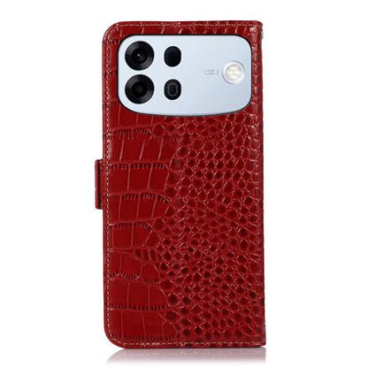 For OPPO A7 Pro Max 5G Crocodile Top Layer Cowhide Leather Phone Case(Red)