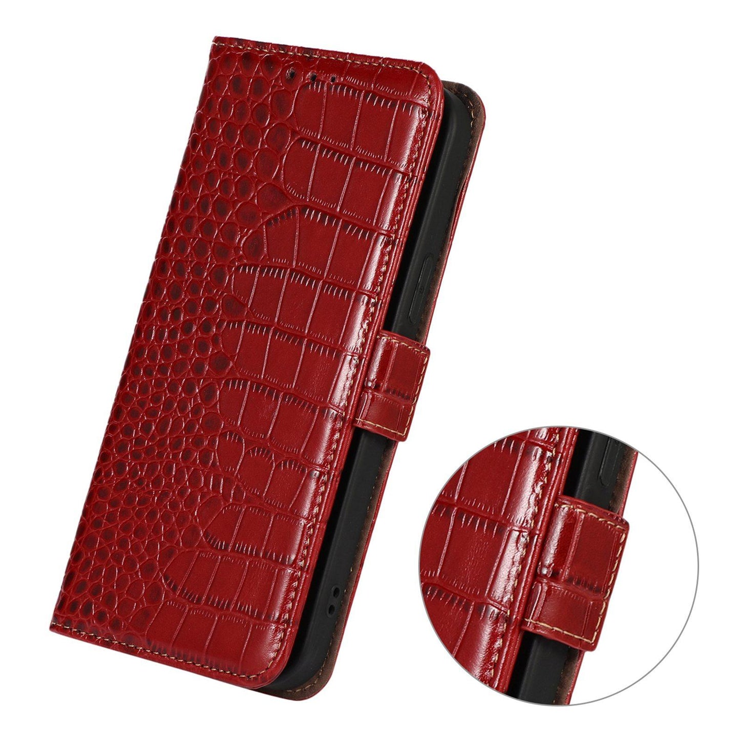 For OPPO A7 Pro Max 5G Crocodile Top Layer Cowhide Leather Phone Case(Red)