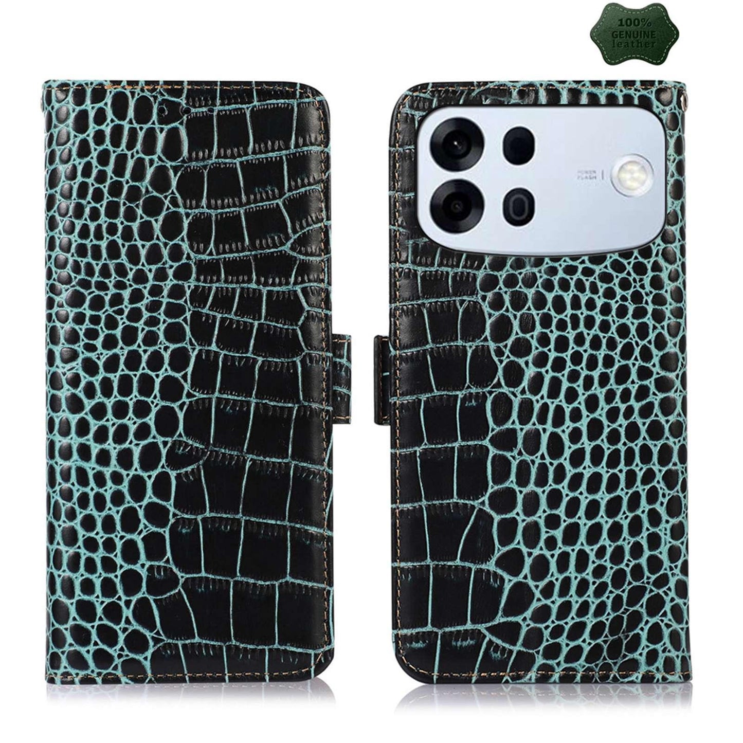 For OPPO A7 Pro Max 5G Crocodile Top Layer Cowhide Leather Phone Case(Green)