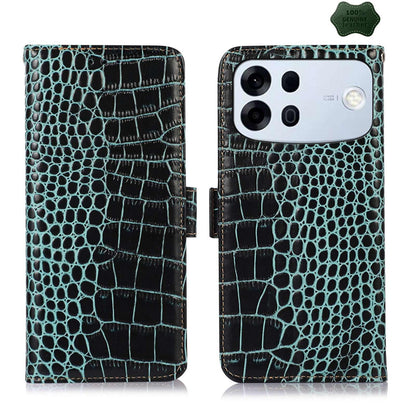 For OPPO A7 Pro Max 5G Crocodile Top Layer Cowhide Leather Phone Case(Green)