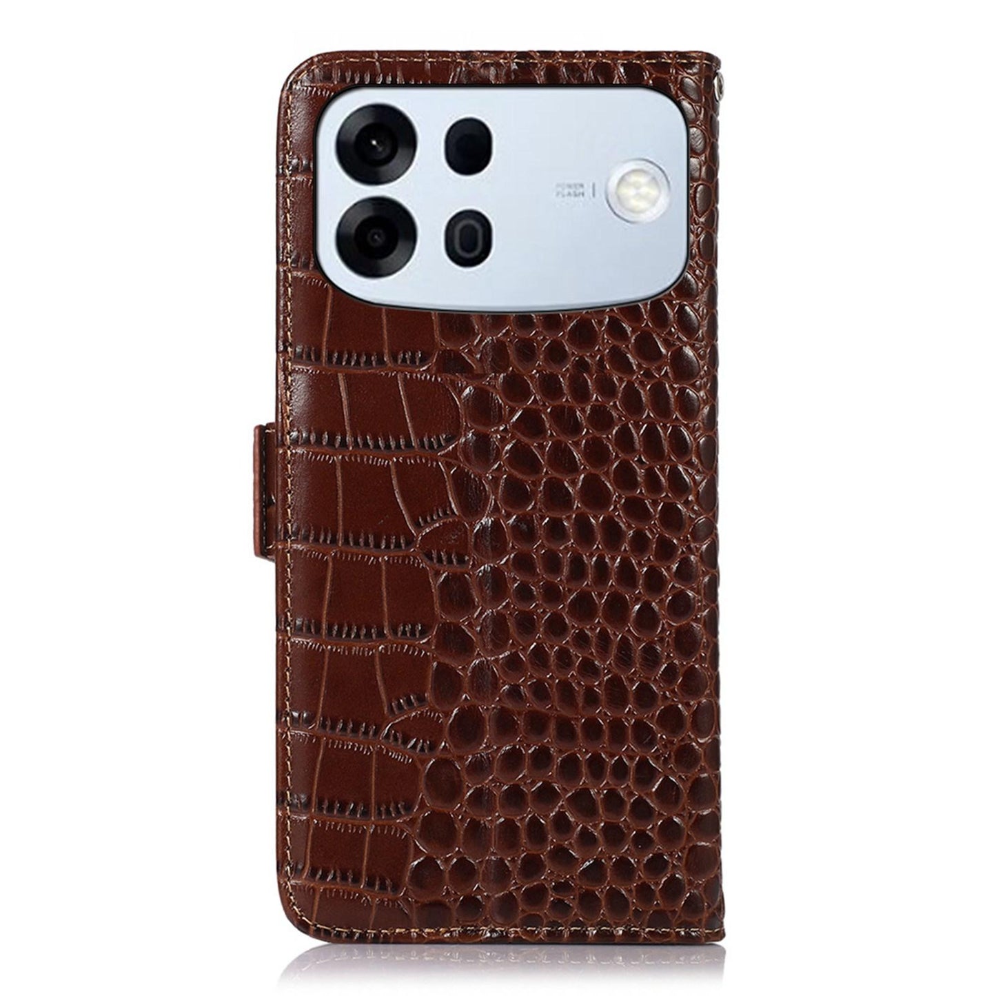 For OPPO A7 Pro Max 5G Crocodile Top Layer Cowhide Leather Phone Case(Brown)
