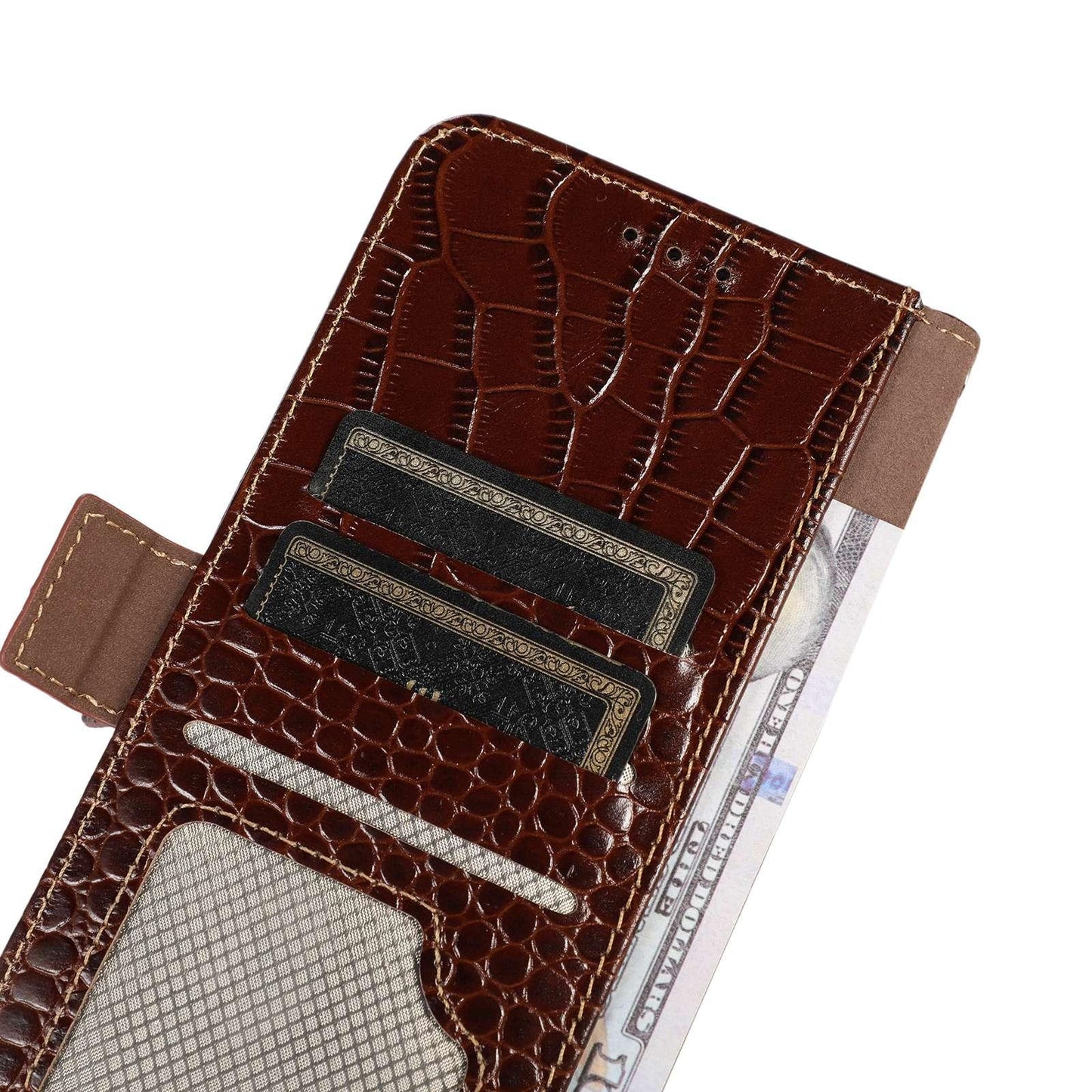 For OPPO A7 Pro Max 5G Crocodile Top Layer Cowhide Leather Phone Case(Brown)