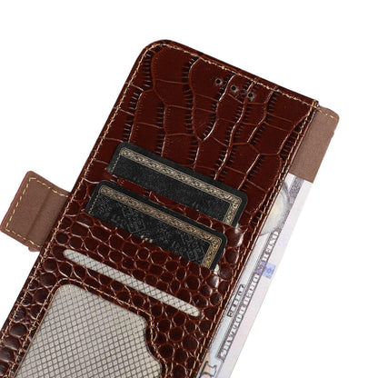 For OPPO A7 Pro Max 5G Crocodile Top Layer Cowhide Leather Phone Case(Brown)