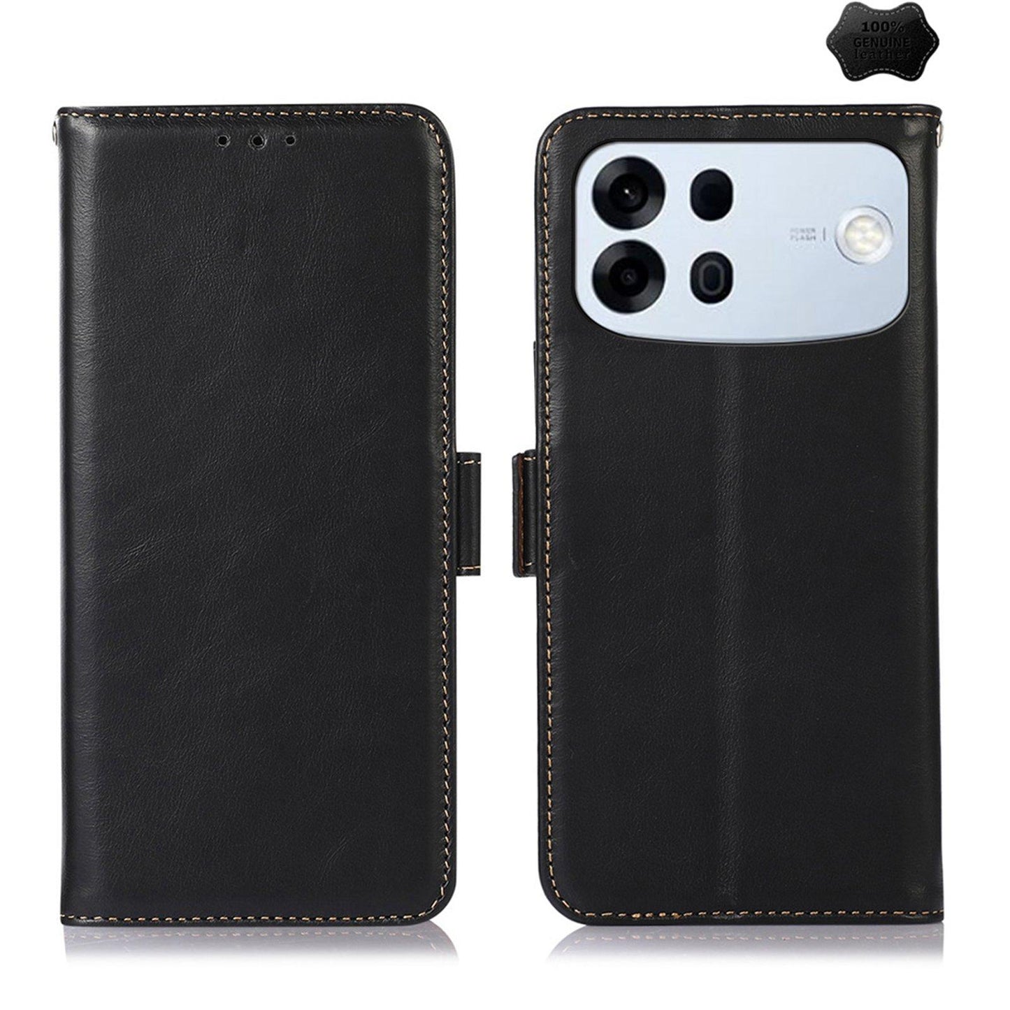 For OPPO A7 Pro Max 5G Crazy Horse Top Layer Cowhide Leather Phone Case(Black)