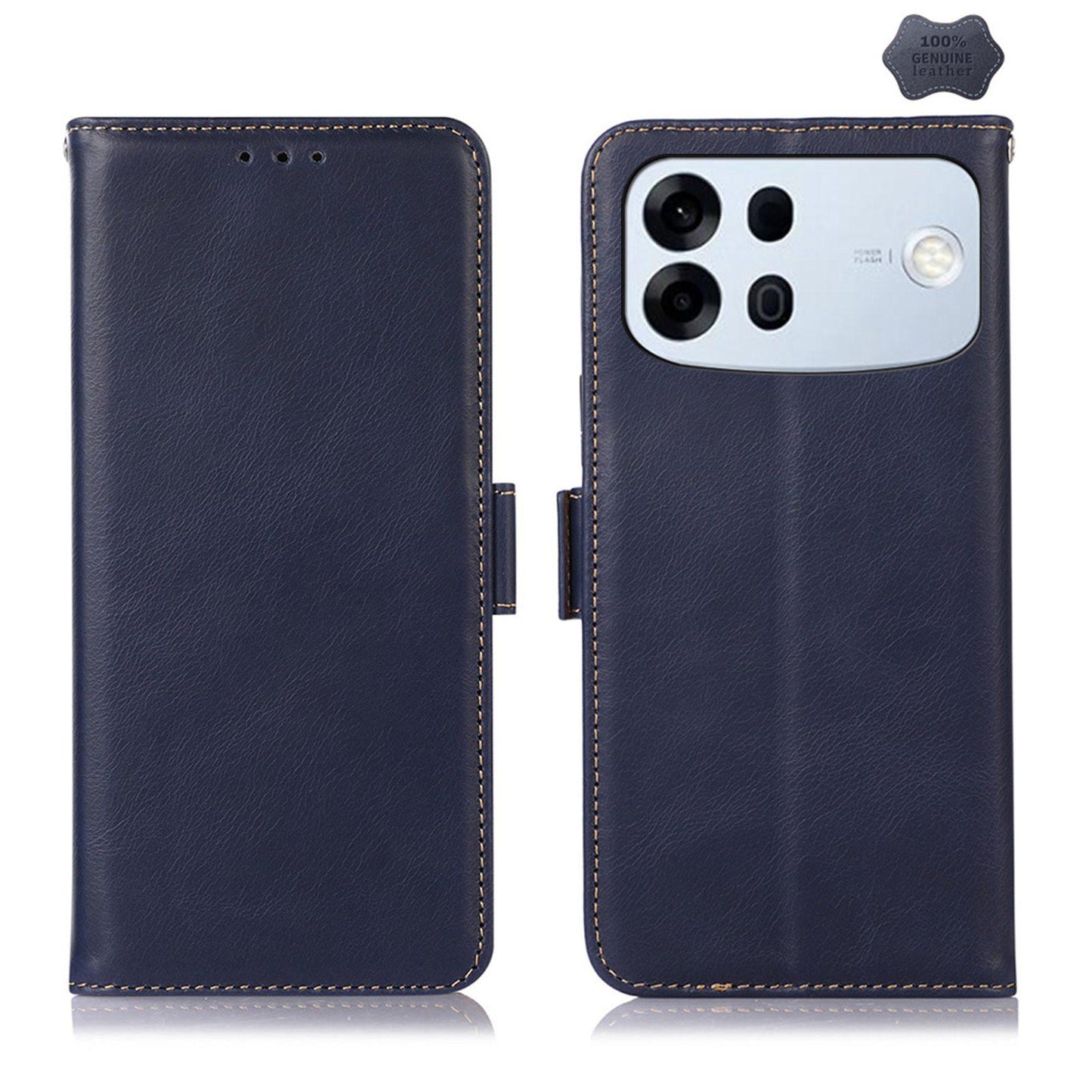 For OPPO A7 Pro Max 5G Crazy Horse Top Layer Cowhide Leather Phone Case(Blue)