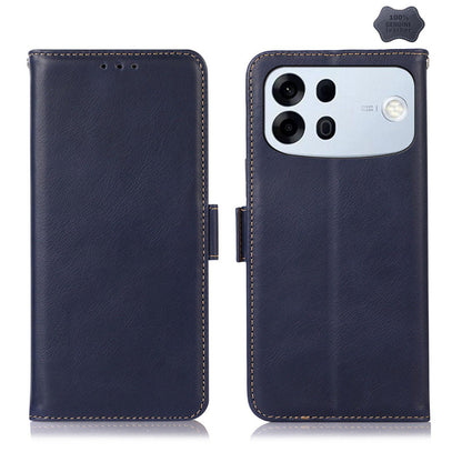 For OPPO A7 Pro Max 5G Crazy Horse Top Layer Cowhide Leather Phone Case(Blue)