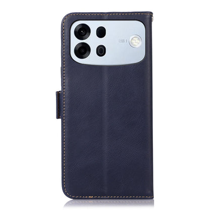 For OPPO A7 Pro Max 5G Crazy Horse Top Layer Cowhide Leather Phone Case(Blue)