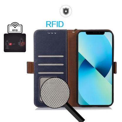 For OPPO A7 Pro Max 5G Crazy Horse Top Layer Cowhide Leather Phone Case(Blue)