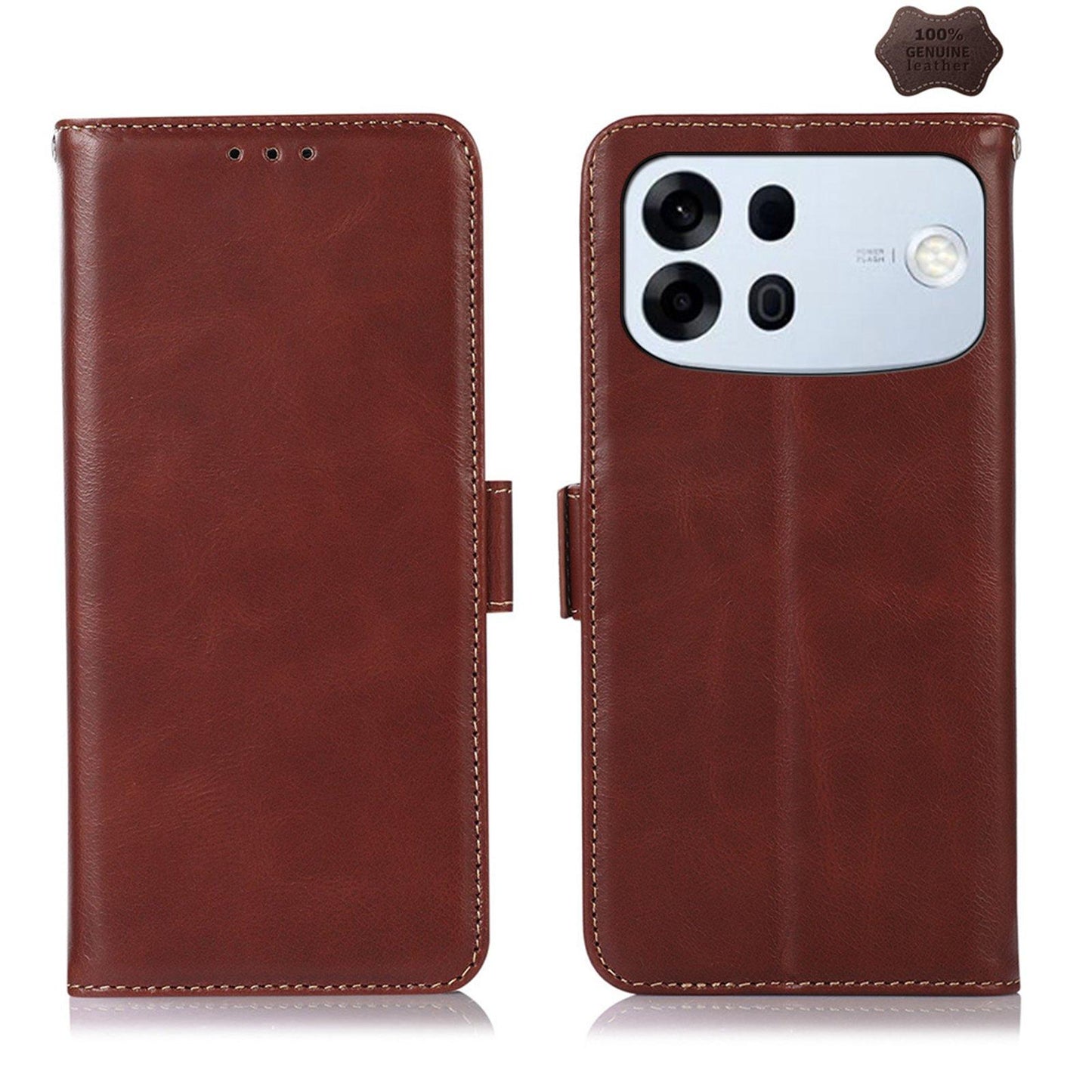 For OPPO A7 Pro Max 5G Crazy Horse Top Layer Cowhide Leather Phone Case(Brown)