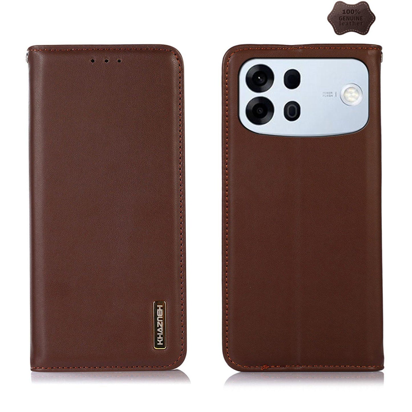 For OPPO A7 Pro Max 5G KHAZNEH Nappa Top Layer Cowhide Leather Phone Case(Brown)