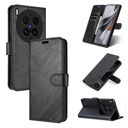 For vivo X300 Ultra AZNS Sheepskin Texture Flip Leather Phone Case - Black - EDA004689228A
