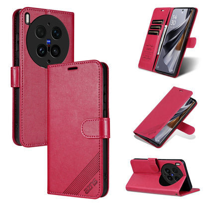 For vivo X300 Ultra AZNS Sheepskin Texture Flip Leather Phone Case - Red - EDA004689228B