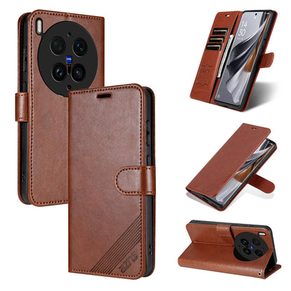 For vivo X300 Ultra AZNS Sheepskin Texture Flip Leather Phone Case - Brown - EDA004689228C