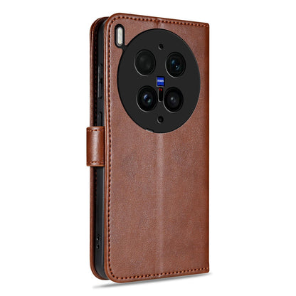 For vivo X300 Ultra AZNS Sheepskin Texture Flip Leather Phone Case - Brown - EDA004689228C