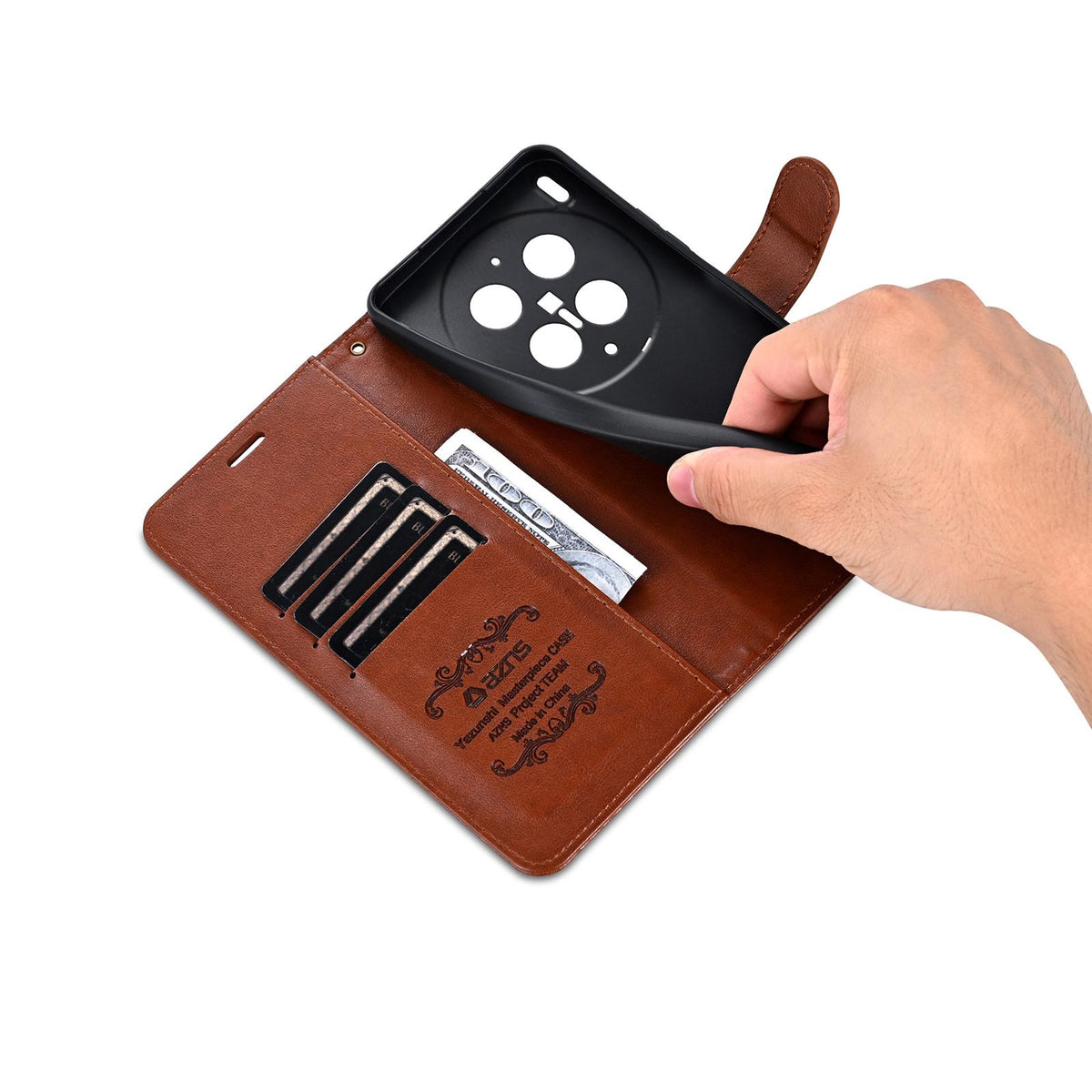 For vivo X300 Ultra AZNS Sheepskin Texture Flip Leather Phone Case - Brown - EDA004689228C
