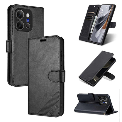 For vivo X300 E 5G AZNS Sheepskin Texture Flip Leather Phone Case - Black - EDA004689230A