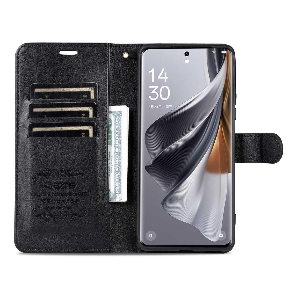 For vivo X300 E 5G AZNS Sheepskin Texture Flip Leather Phone Case - Black - EDA004689230A