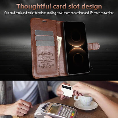 For vivo X300 E 5G AZNS Sheepskin Texture Flip Leather Phone Case - Black - EDA004689230A