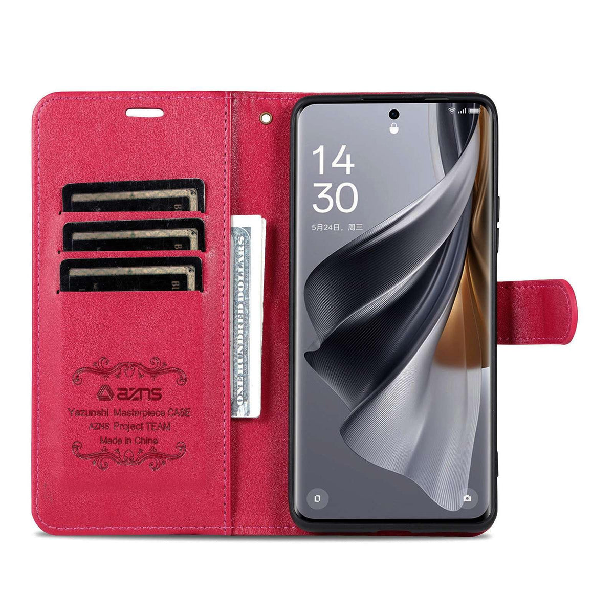 For vivo X300 E 5G AZNS Sheepskin Texture Flip Leather Phone Case - Red - EDA004689230B