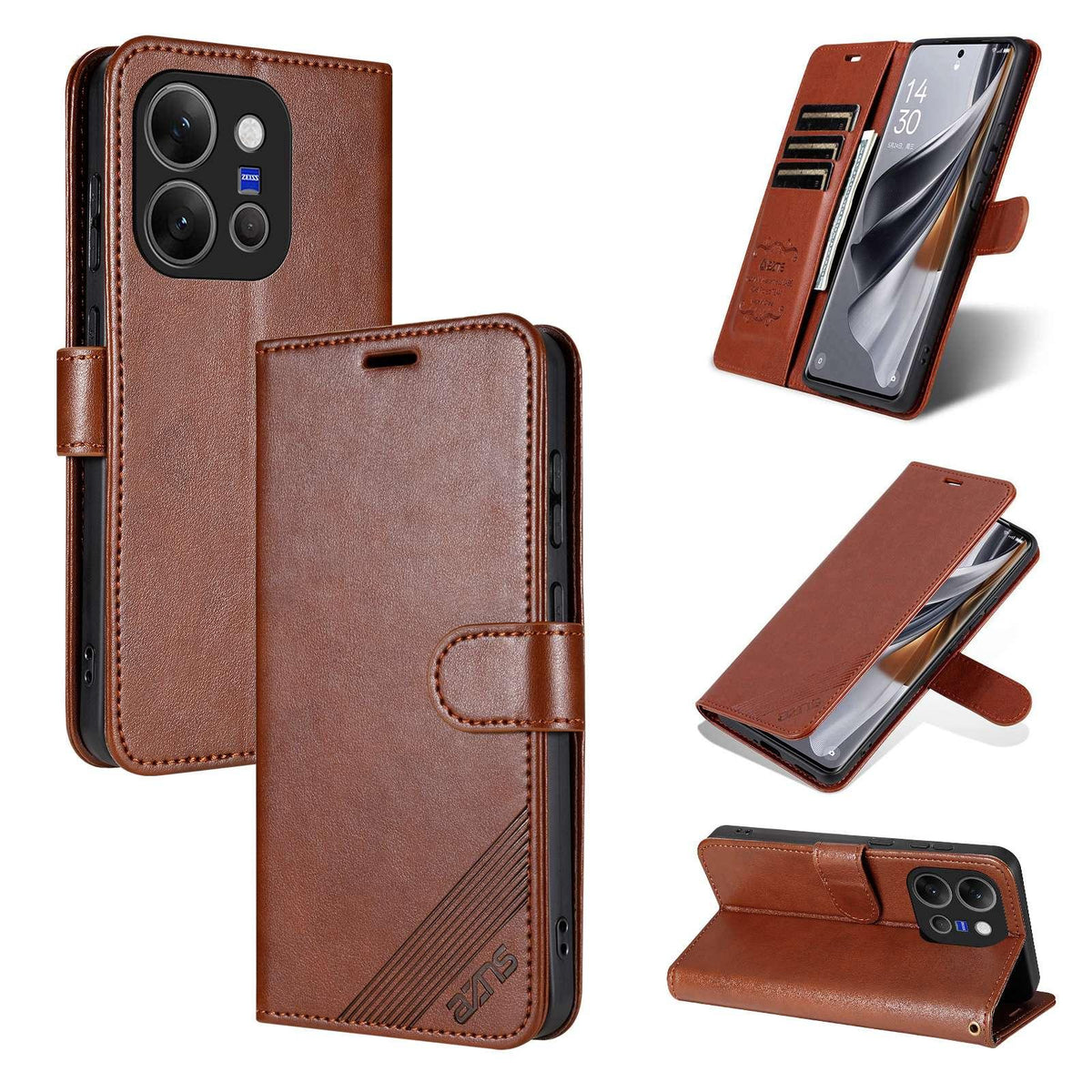 For vivo X300 E 5G AZNS Sheepskin Texture Flip Leather Phone Case - Brown - EDA004689230C