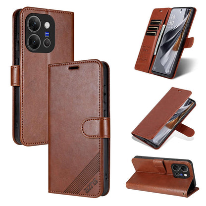 For vivo X300 E 5G AZNS Sheepskin Texture Flip Leather Phone Case - Brown - EDA004689230C
