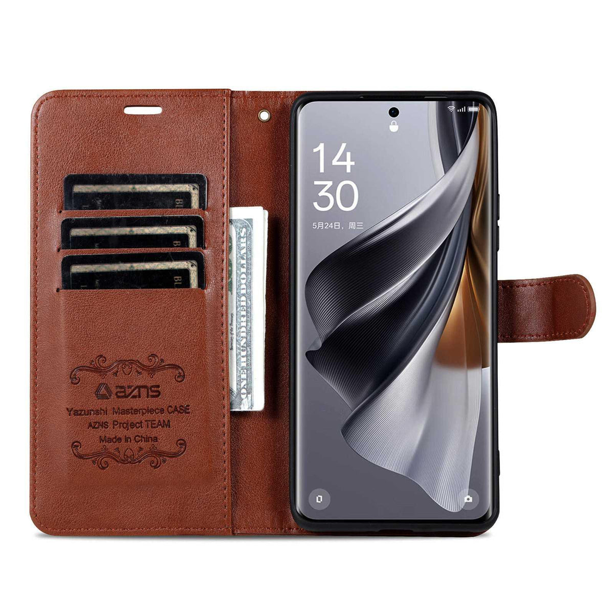For vivo X300 E 5G AZNS Sheepskin Texture Flip Leather Phone Case - Brown - EDA004689230C