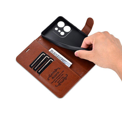 For vivo X300 E 5G AZNS Sheepskin Texture Flip Leather Phone Case - Brown - EDA004689230C