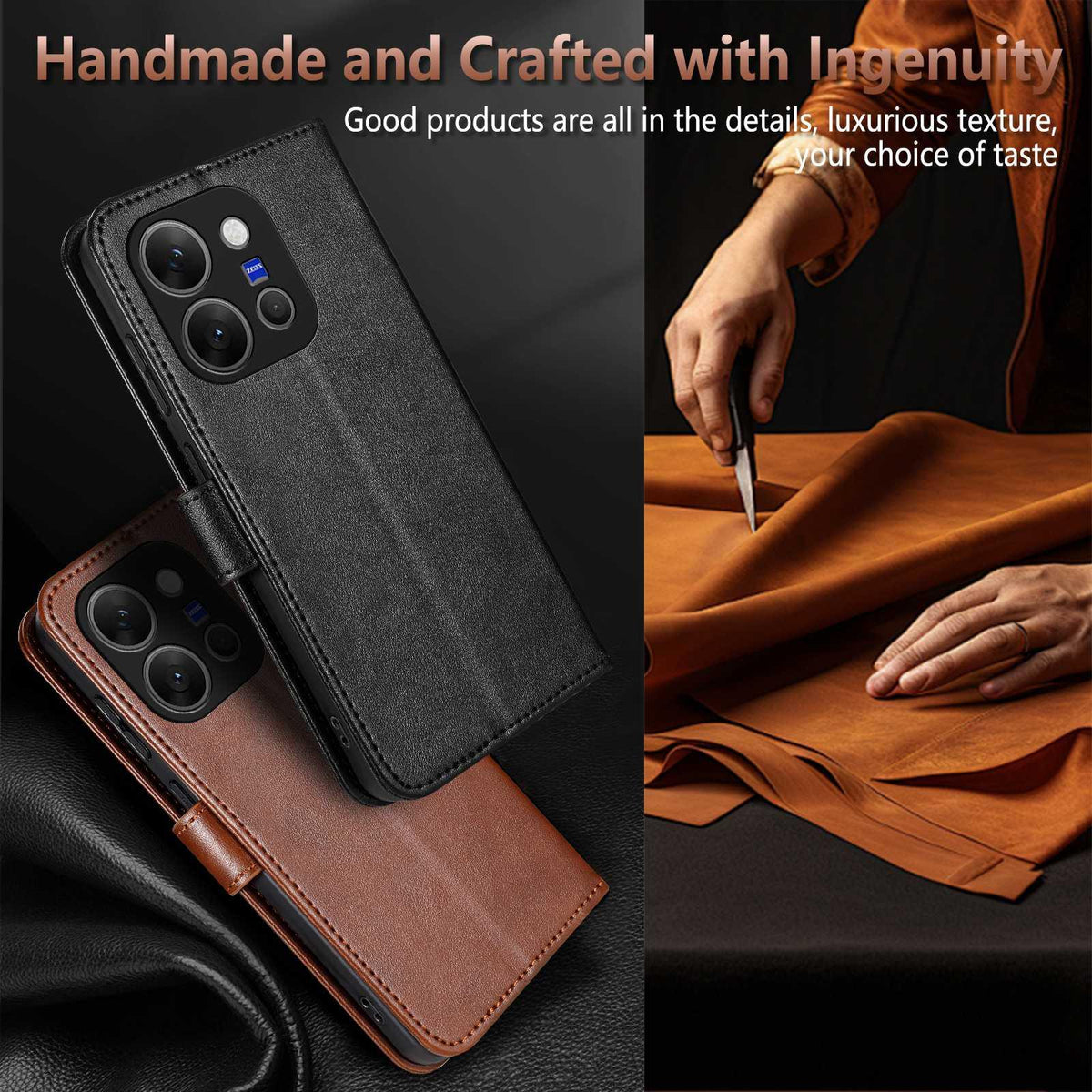 For vivo X300 E 5G AZNS Sheepskin Texture Flip Leather Phone Case - Brown - EDA004689230C