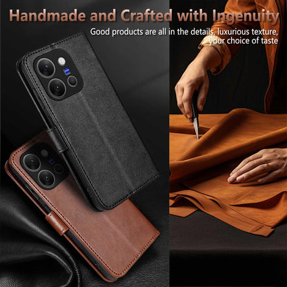 For vivo X300 E 5G AZNS Sheepskin Texture Flip Leather Phone Case - Brown - EDA004689230C