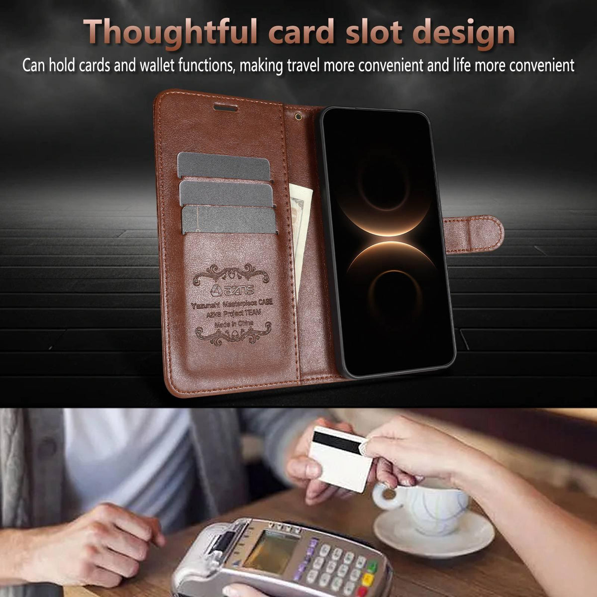 For vivo X300 E 5G AZNS Sheepskin Texture Flip Leather Phone Case - Brown - EDA004689230C