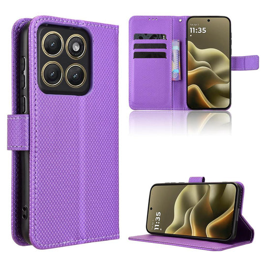For Motorola Edge 5G 2026 Diamond Texture Leather Phone Case - Purple - EDA004691345E