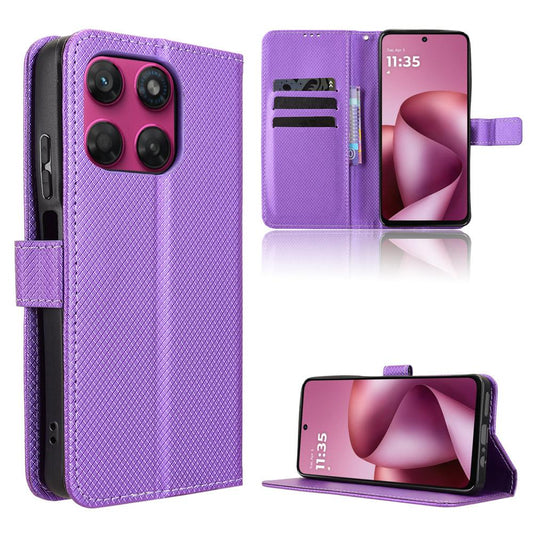 For Motorola Moto G37 / G47 / G37 Power Diamond Texture Leather Phone Case - Purple - EDA004691346E