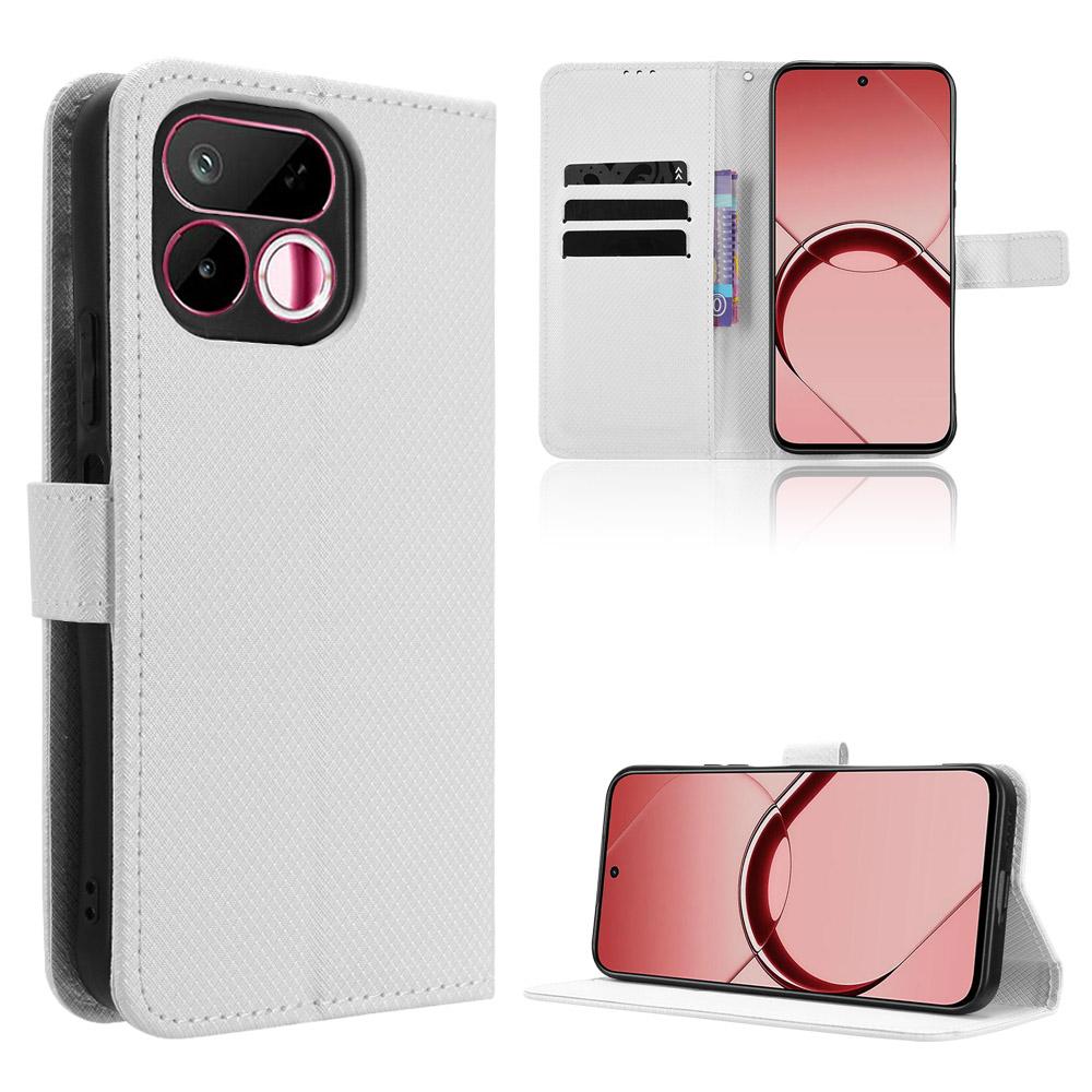 For Realme 16T 5G Diamond Texture Leather Phone Case - White - EDA004691449A