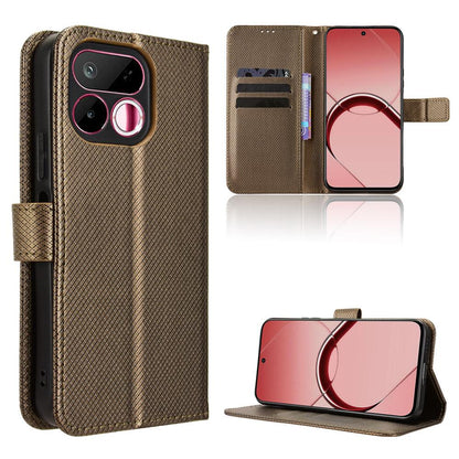 For Realme 16T 5G Diamond Texture Leather Phone Case - Brown - EDA004691449D