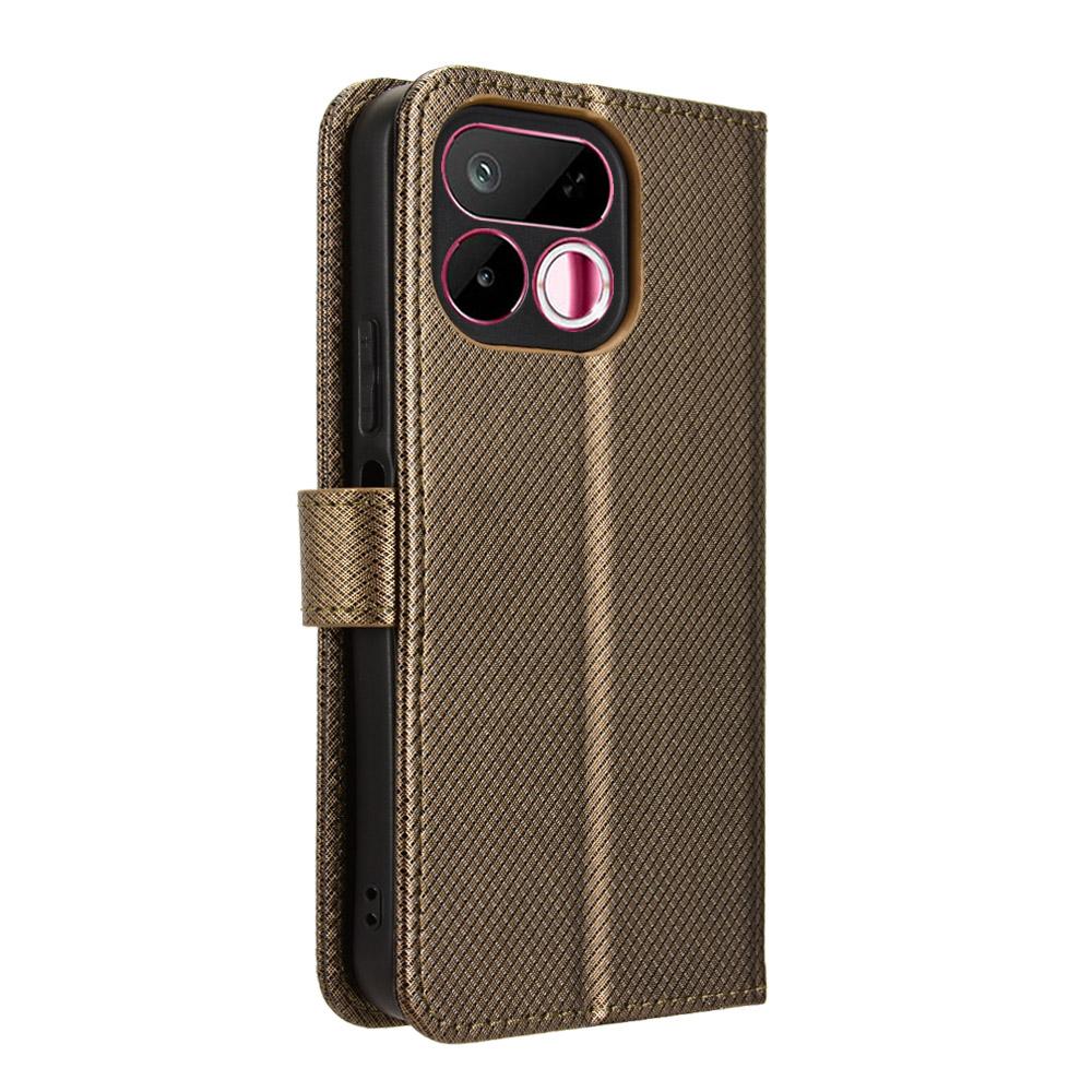 For Realme 16T 5G Diamond Texture Leather Phone Case - Brown - EDA004691449D