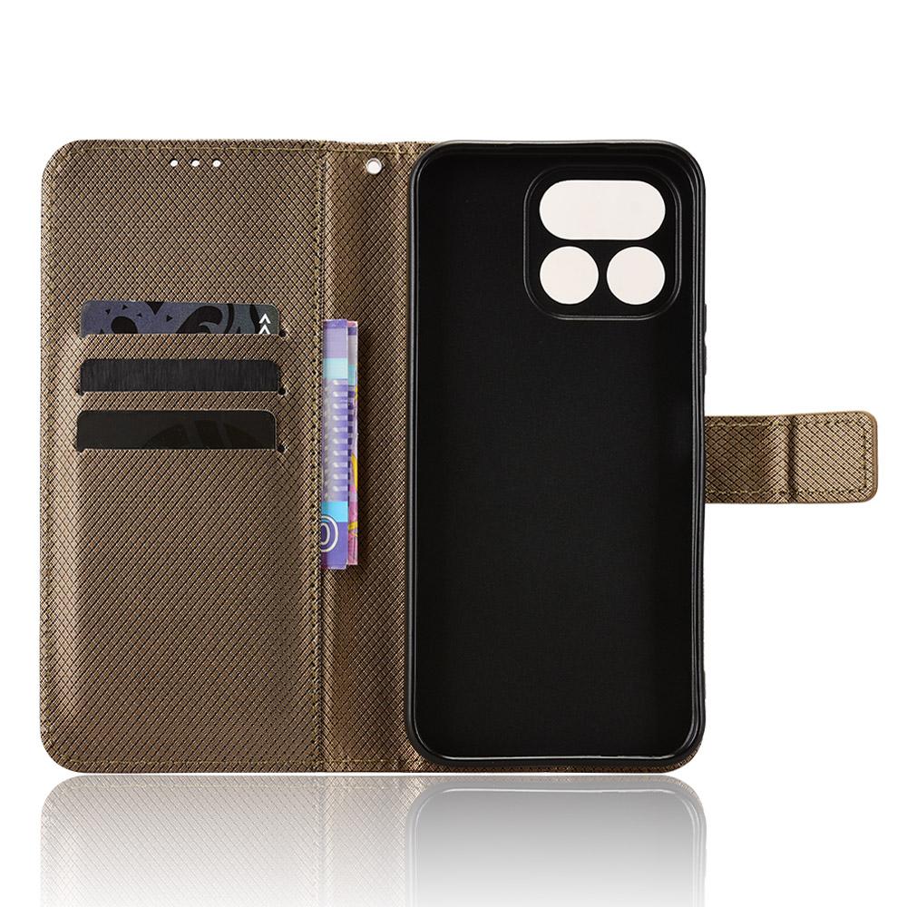 For Realme 16T 5G Diamond Texture Leather Phone Case - Brown - EDA004691449D