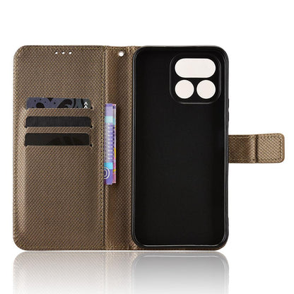 For Realme 16T 5G Diamond Texture Leather Phone Case - Brown - EDA004691449D