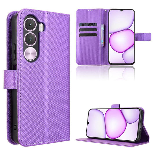 For Realme C100i 4G / C100x 4G Diamond Texture Leather Phone Case - Purple - EDA004691450E