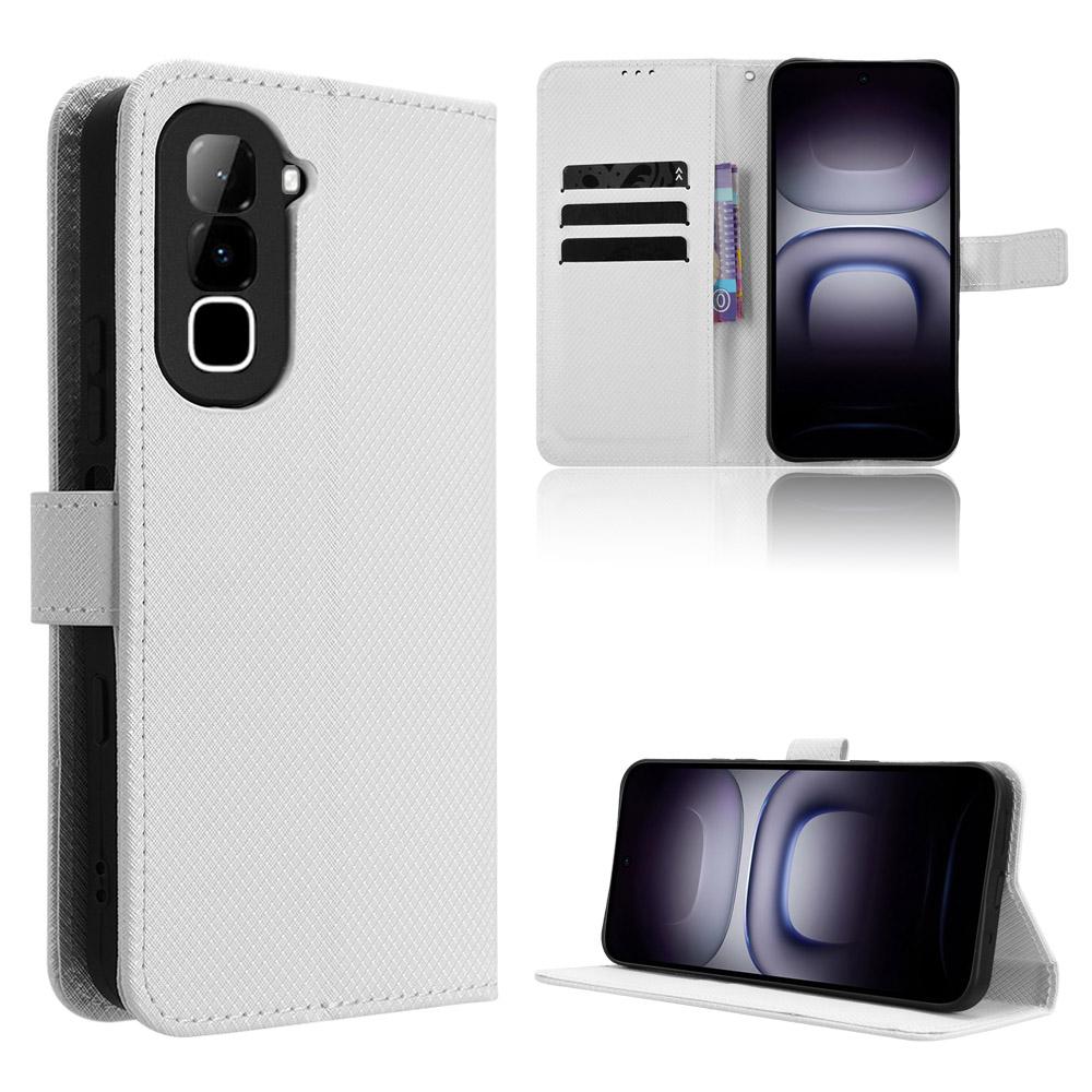 For Infinix Hot 70 4G Diamond Texture Leather Phone Case - White - EDA004691844A