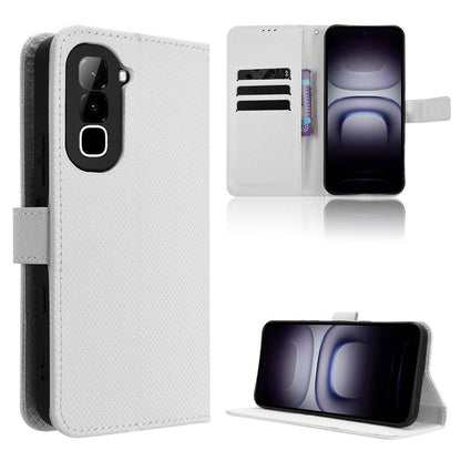 For Infinix Hot 70 4G Diamond Texture Leather Phone Case - White - EDA004691844A