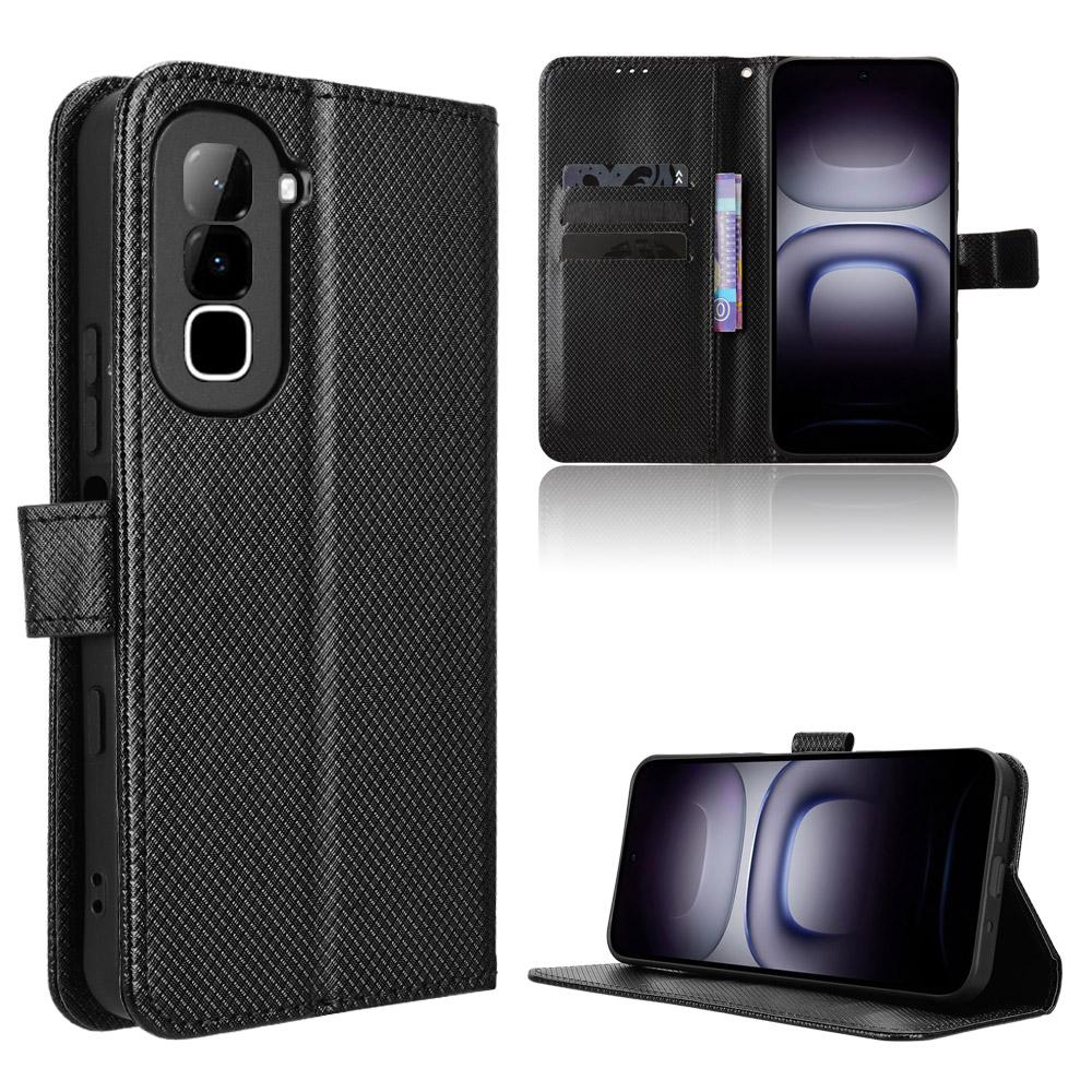 For Infinix Hot 70 4G Diamond Texture Leather Phone Case - Black - EDA004691844B