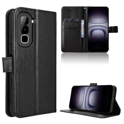 For Infinix Hot 70 4G Diamond Texture Leather Phone Case - Black - EDA004691844B
