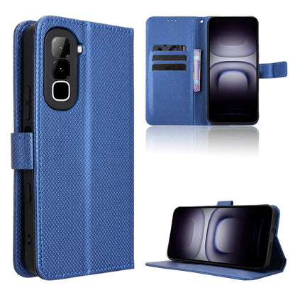 For Infinix Hot 70 4G Diamond Texture Leather Phone Case - Blue - EDA004691844C