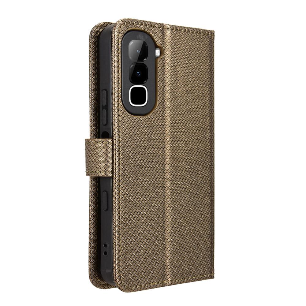 For Infinix Hot 70 4G Diamond Texture Leather Phone Case - Brown - EDA004691844D